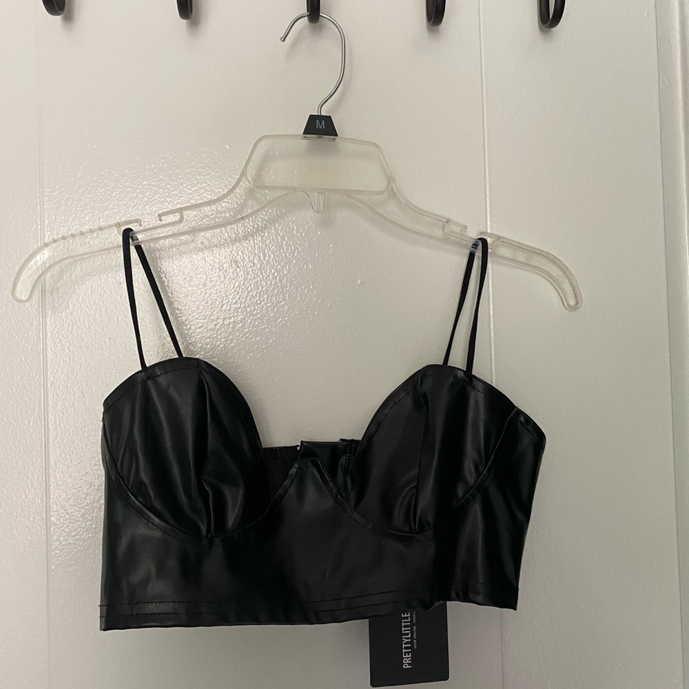Brand new pleather PLT top